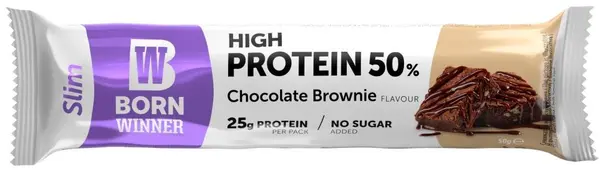 Slim Protein Bar, brownie cu ciocolată, 50 g, Born Winner