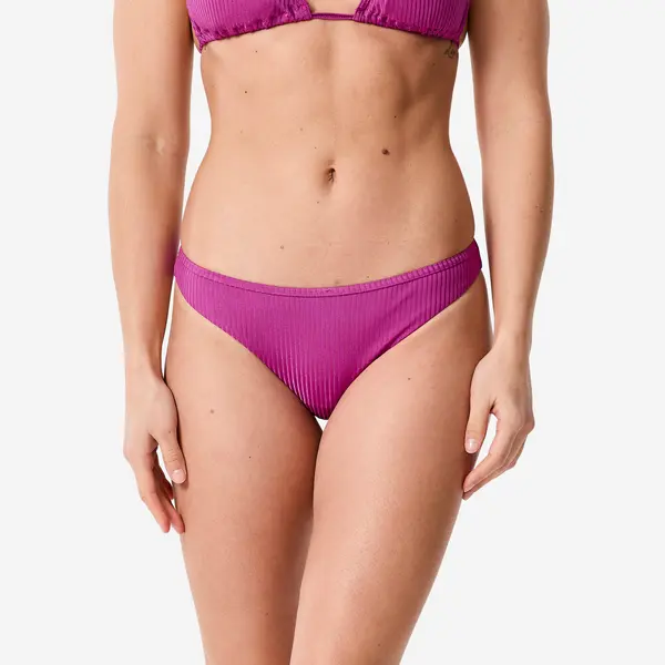 Slip de baie tanga decoltat cu striații Lulu Mov Damă