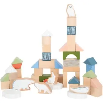 Small foot Wooden Building Blocks Dino cuburi din lemn