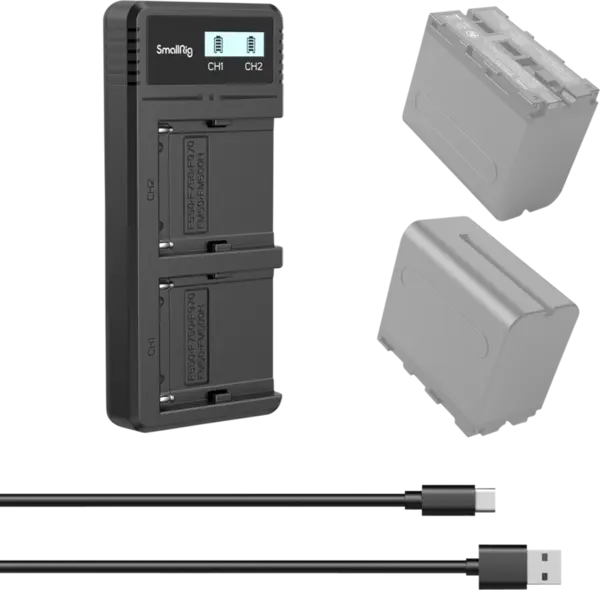 SmallRig 4086 Battery Charger For NP-F970 Batteries, Placa incarcare doua baterii Sony