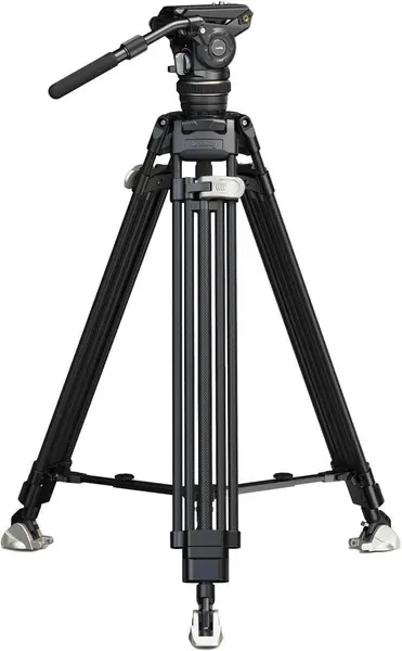 SmallRig 4463 AD-120 Trepied Video Carbon Heavy-Duty, Cap Fluid DH12, Contrabalans 6 Trepte, Touch-and-Go, Sarcina 8 kg, 197 cm