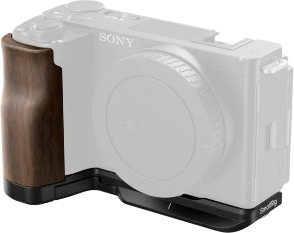 SmallRig 4864 L-Shape Mount Plate with Wooden Handle for Sony ZV-E10 II, Camera cage L