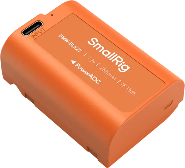 SmallRig 4979 Baterie reincarcabila USB-C DMW-BLK22 Orange, Acumulator dedicat Panasonic