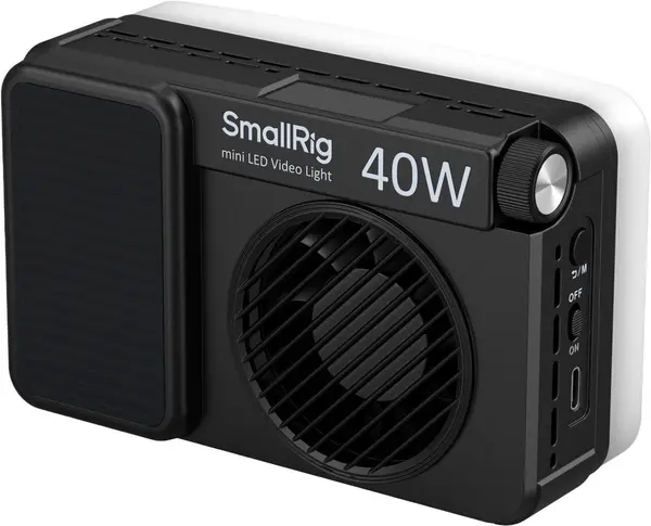 SmallRig RM 40C Lampa Video Mini LED RGBWW, 40W, 2500K-10000K, Baterie 4800mAh, Prindere Magnetica, Difuzie si Grid Inclus