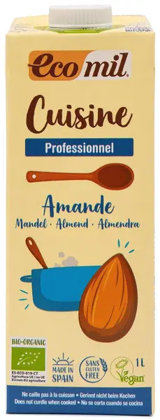 Smântână bio de migdale pentru gătit, 1 l, Ecomil