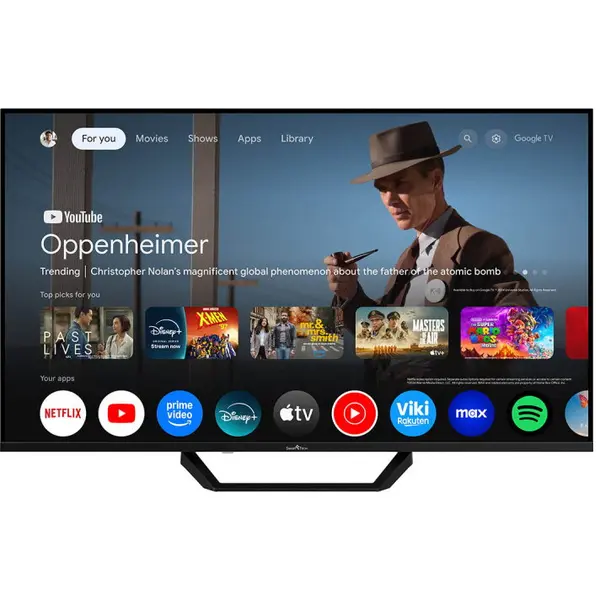 Smart Tech Televizor SmartTech QLED 43QG02V2, 108 cm, Smart Google, 4K Ultra HD, Clasa F, Negru