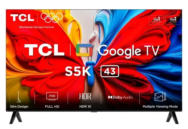 Smart televizor TCL - 43S5K, 43'', 2K, QLED, FHD, 2x10W Dolby Audio-Digital Plus, HDR10, Google TV, negru