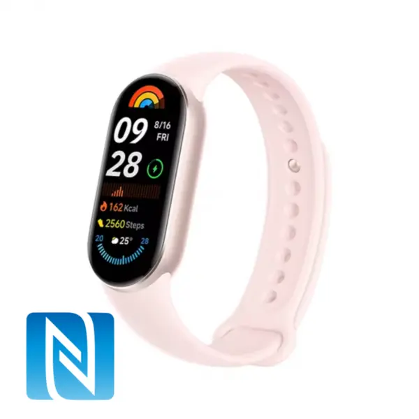Smartband Xiaomi Mi Band 9, Pink, NFC, AMOLED 162 , Monitorizare HR + SpO2, Monitorizare somn, Inregistrare activitati sportive, Multi-sport, 233mAh