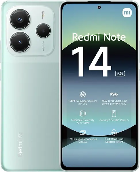 Smartphone Xiaomi - Redmi Note 14 5G, 6.67'', 6GB/128GB, Coral Green
