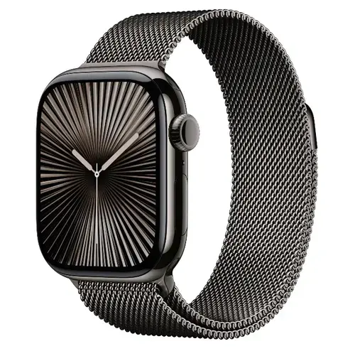 Smartwatch Apple Watch 10 GPS Cellular, Carcasa Slate Titanium 42mm, ecran LTPO OLED, 64GB, curea inox Slate Milanese Loop