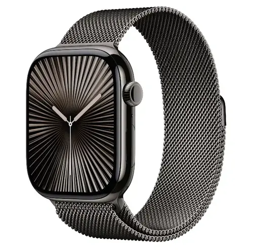 Smartwatch Apple Watch 10 GPS Cellular, Carcasa Slate Titanium 46mm, ecran LTPO OLED, 64GB, curea inox Slate Milanese Loop - M/L