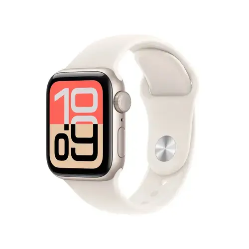 Smartwatch Apple Watch SE 3 (2025), GPS + Cellular, 40mm, Ecran Retina LTPO OLED, Chip S10 cu Procesor Dual-Core, 64GB Flash, Wi-Fi, Bluetooth, Curea Sport Band M/L (Auriu)