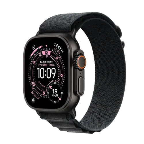 Smartwatch Apple Watch Ultra 3, 49mm, GPS + Cellular, Ecran Retina LTPO OLED, Chip S10 cu Procesor Dual-Core, 64GB Flash, Wi-Fi, Bluetooth, NFC, Alpine Loop Medium (Negru)