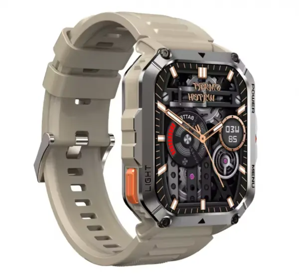 Smartwatch Blackview W70 Pro, Kaki, Ecran tactil TFT de 2.01 , Asistenta vocala, Busola, Blitz LED, Monitor de ritm cardiac, Oxigen din sange, 900mAh