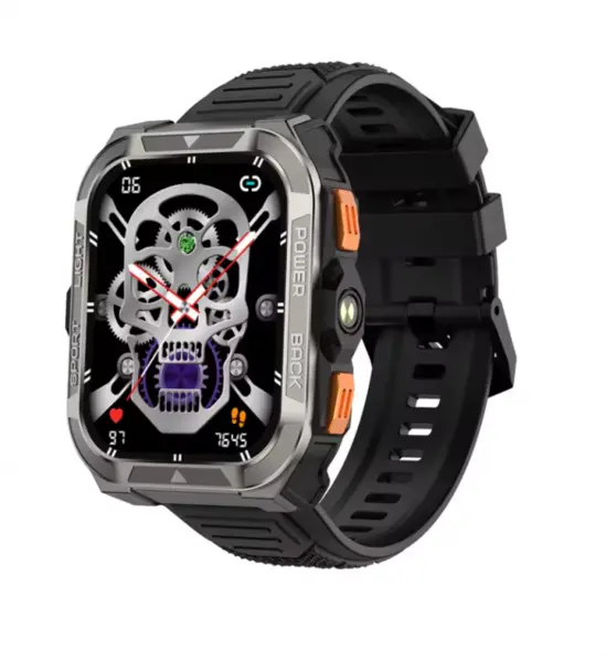 Smartwatch Blackview W80 Pro, Negru, Ecran TFT Tactil 1.91 , Asistent Vocal, GPS, Lanterna LED, Monitor Ritm Cardiac si Oxigen in Sange, Mod Sport, 900mAh