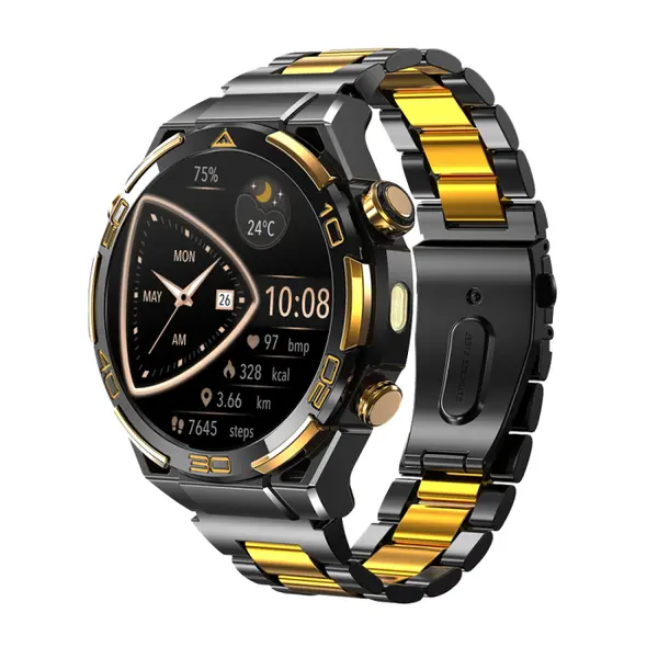 Smartwatch Blackview W90 Pro, Negru Auriu, Metal Aur 14K, 1.43 AMOLED HD, 900mAh, GPS, Monitorizare sanatate si sport, Apelare Bluetooth, ChatGPT