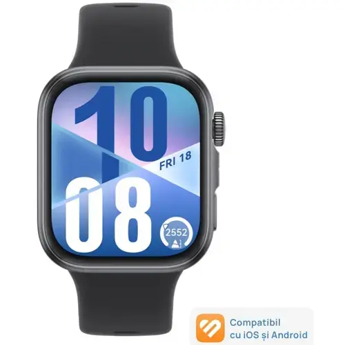 Smartwatch HUAWEI Watch Fit 4, Ecran AMOLED 1.82inch, Bluetooth, 5 ATM, Curea Fluoroelastomer (Negru)