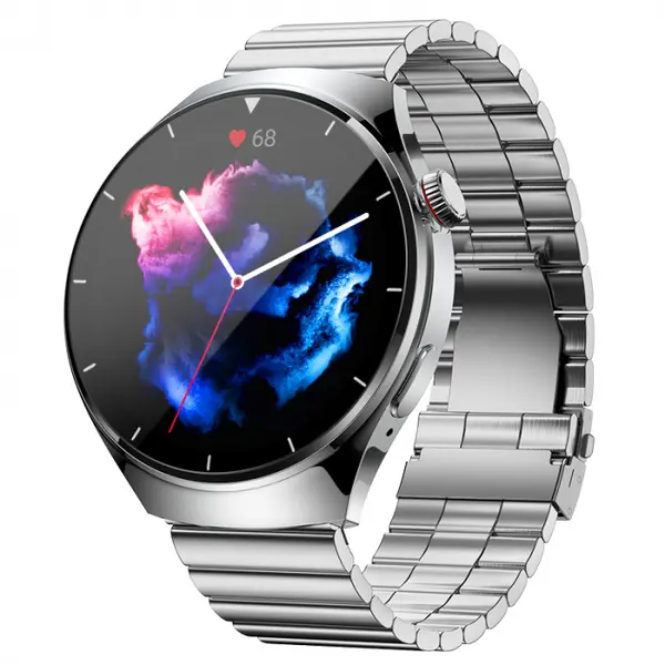 Smartwatch iSEN BK03, Argintiu, 1.39 HD, Apel Bluetooth, ECG, glucoza din sange, oxigen din sange, tensiune arteriala, puls, temperatura corporala, redare muzica, 270 mAh