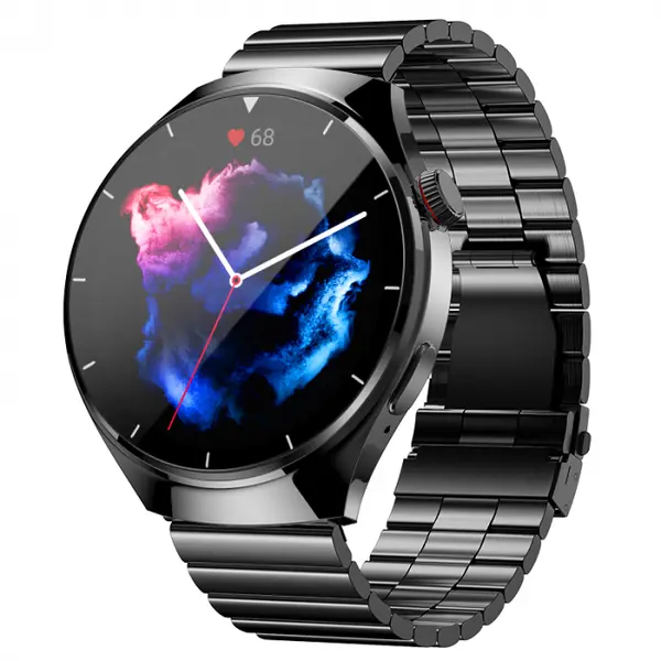 Smartwatch iSEN BK03, Negru, 1.39 HD, Apel Bluetooth, ECG, glucoza din sange, oxigen din sange, tensiune arteriala, puls, temperatura corporala, redare muzica, 270 mAh