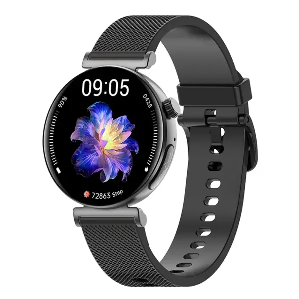 Smartwatch iSEN JA02 Black, AMOLED 1.23 HD, Glicemie, Apel Bt, Apel SOS, Asist. vocala, Nivel radiatii, EKG, Acid uric, Lipide sange, Termometru, Masa corporala, 240mAh