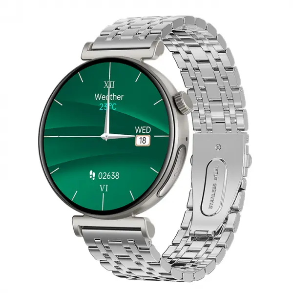 Smartwatch iSEN JA02 Silver, AMOLED 1.23 HD, Blood Glucose, Bt Call, SOS Call, Voice Assist, Radiation Level, EKG, Uric Acid, Blood Lipids, Thermometer, Body Mass, 240mAh