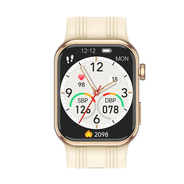 Smartwatch iSEN K2, Gold, 1.95 HD, ECG, Tensiune Arteriala, Oxigen Sange, Bluetooth 5.2, Apeluri, Monitorizare Sanatate