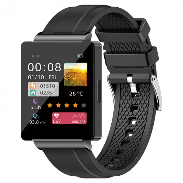 Smartwatch iSEN KS01, Negru, IPS HD TFT 1.83 , ECG, Glucoza din sange, Oxigen din sange, Monitorizare somn, HRV, Termometru, Redare muzica, NFC, 220 mAh