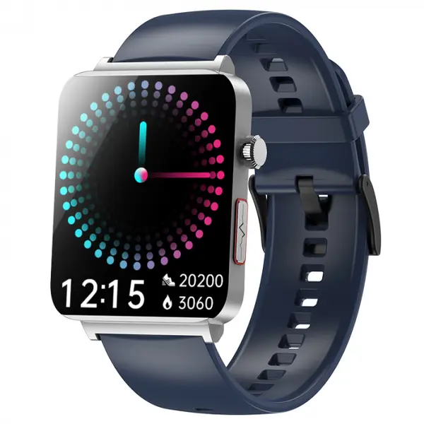 Smartwatch iSEN KS03 PRO Albastru Silver, 1.96 Touchscreen Color, Monitorizare Glucoza, HRV, ECG, Functii Sanatate, Bluetooth Call, Compatibil iOS Android
