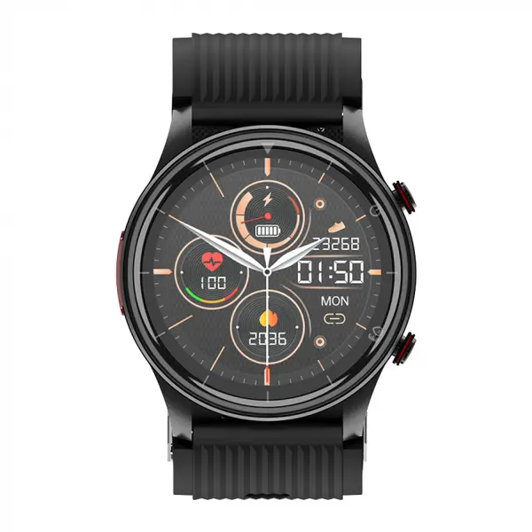 Smartwatch iSEN P700 Negru, AMOLED 1.43 , Monitorizare tensiune cu pompa de aer, ECG, Puls, Oxigen, Temperatura, Somn si Sanatate, Moduri sport, Apel BT, Control muzica, 300mAh