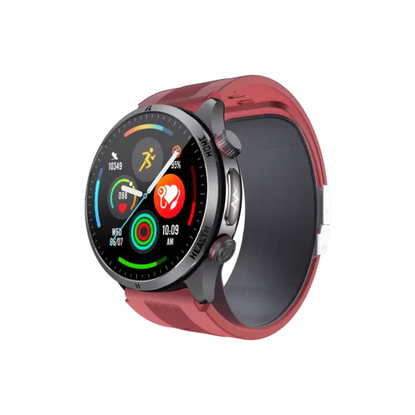 Smartwatch iSEN S26 Rosu, 2.06 AMOLED, Tensiometru cu pompa si airbag, ECG, Monitorizare glicemie, oxigen, temperatura si somn, Moduri sport, Apel BT, Control muzica, Prognoza meteo, NFC, 530mAh.