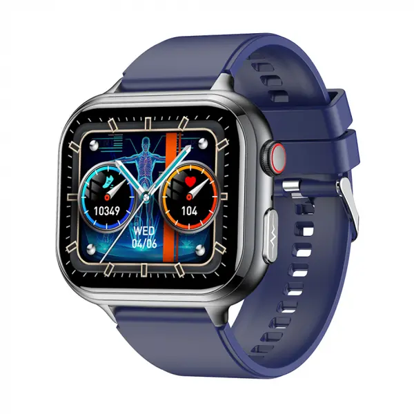 Smartwatch iSEN TK17 Mov, Silicon, 1.91 HD, ECG, Ritm Cardiac, Oxigen in Sange, Glicemie, Tensiune Arteriala, Acid Uric, BMI, Monitorizare Somn, Moduri Sport, Apeluri, Control Muzica, Vreme, 380mAh