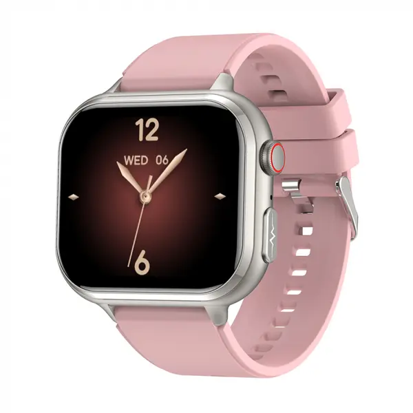Smartwatch iSEN TK17 Roz, Silicon, 1.91 HD, ECG, Ritm Cardiac, Oxigen in Sange, Glicemie, Tensiune Arteriala, Acid Uric, BMI, Monitorizare Somn, Moduri Sport, Apeluri, Control Muzica, Vreme, 380mAh