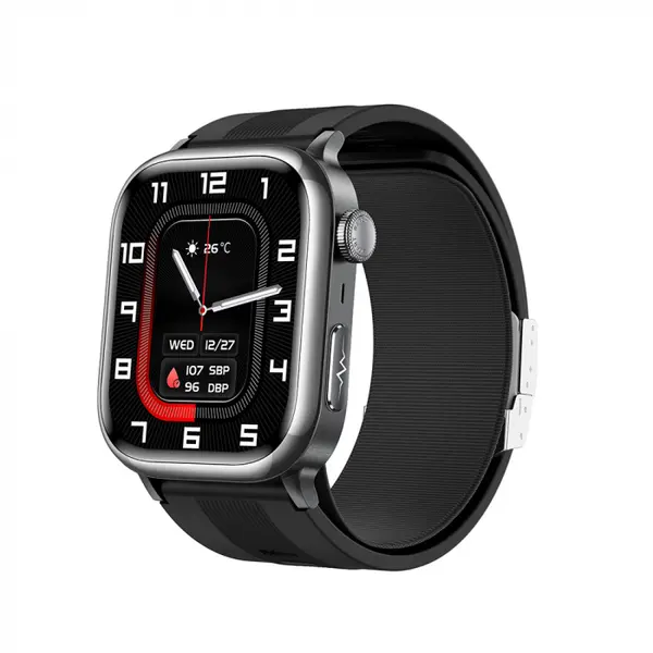 Smartwatch iSEN TK66 Negru, 2.06 AMOLED, Monitor de tensiune arteriala cu pompa de aer, ECG, Ritm cardiac, oxigen in sange, somn si sanatate, Moduri sport, Apel BT, Control muzica, NFC, 530mAh