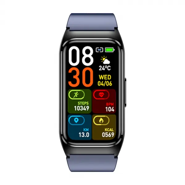 Smartwatch iSEN TK75 Albastru, TPU, 1.47 HD, Ritm Cardiac, Oxigen in Sange, Tensiune, Glicemie, Acid Uric, Lipide, Urmarire Somn, Moduri Sport, Apel Bluetooth, Control Muzica, Vreme, 250mAh