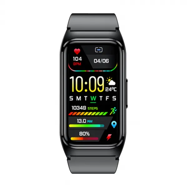 Smartwatch iSEN TK75 Negru, Silicon, 1.47 HD, Ritm Cardiac, Oxigen in Sange, Tensiune, Glicemie, Acid Uric, Lipide, Urmarire Somn, Moduri Sport, Apel Bluetooth, Control Muzica, Vreme, 250mAh