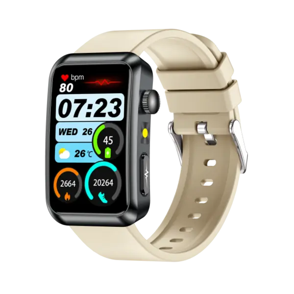 Smartwatch iSEN TK77 Alb, Silicon, 1.57 HD, ECG, Micro-Examinare, Risc Glicemie, Acid Uric Lipide, Apel BT, Asistent Vocal, Lanterna, SOS, 250mAh
