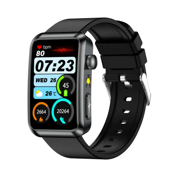 Smartwatch iSEN TK77 Negru, Silicon, 1.57 HD, ECG, Micro-Examinare, Risc Glicemie, Acid Uric Lipide, Apel BT, Asistent Vocal, Lanterna, SOS, 250mAh