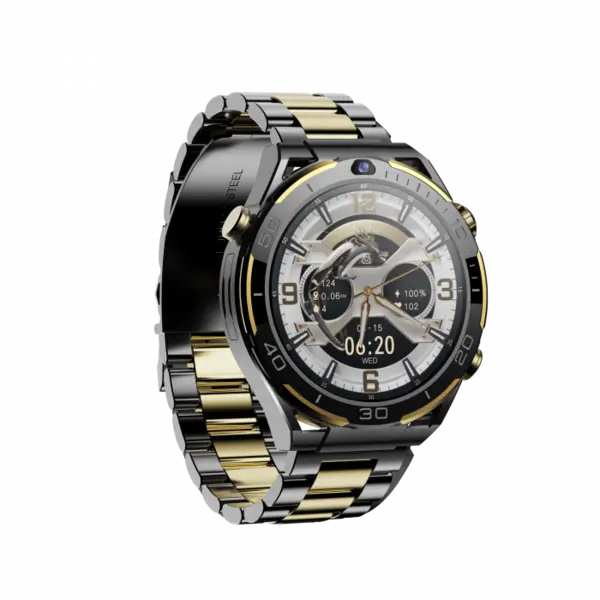 Smartwatch iSEN Watch T7, Negru Gold, 4G, 1.5 AMOLED, HD Dual Camera, Android 10, 6GB RAM + 128GB ROM, WiFi 5G, GPS, 800mAh, IP67, Curea metal