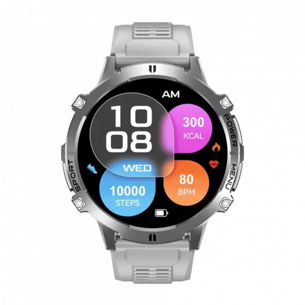 Smartwatch iSEN X3, Silicon Gri, AMOLED 1.73 , Ritm cardiac, SpO2, Stres, 100+ moduri sport, Bluetooth, 1000 mAh, Android 9.0 sau iOS 9.0 sau versiuni mai noi
