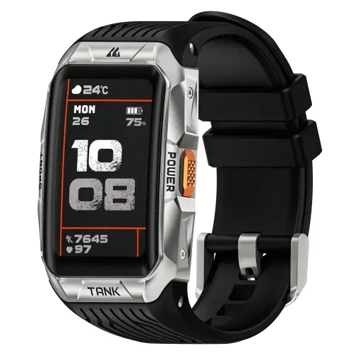 Smartwatch Kospet Tank X2 Ultra, Ecran AMOLED 1.64inch, GPS, Masuratori Ritm cardiac, Oxigen din sange, Stres, Monitorizare somn, 5 ATM (Argintiu)
