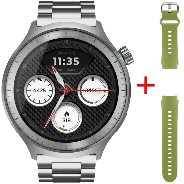 Smartwatch Moto Watch Special Edition Argintiu, Herbal Garden Silicone Band