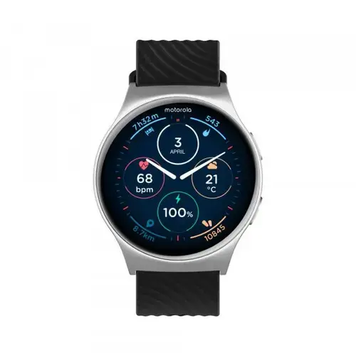 Smartwatch Motorola Moto Watch 120, Ecran AMOLED 1.43inch, Bluetooth, Asistent AI, Microfon, Difuzor, IP68 (Argintiu)