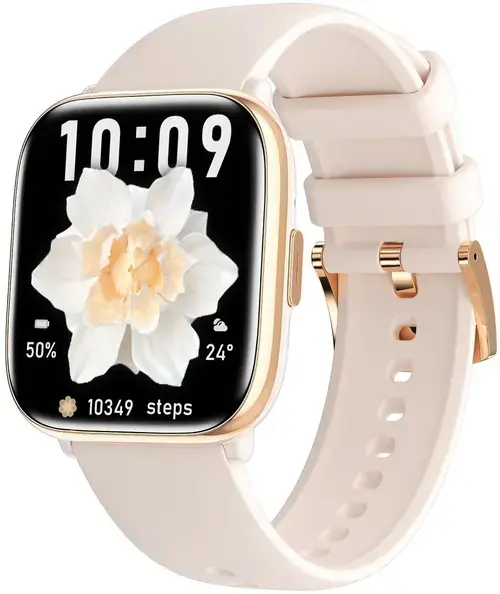 Smartwatch myWatch Pastel, Ecran AMOLED 1.75inch, Bluetooth, Analiza somn, Saturatie oxigen, Ritm cardiac, IP67 (Auriu/Roz)