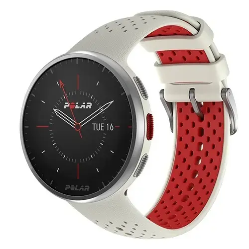 Smartwatch Polar Pacer Pro, Ecran 1.2inch 45mm, Gorilla Glass, GPS, Bluetooth, Monitor cardiac, Waterproof 5 ATM, Monitorizare somn (Alb/Rosu)