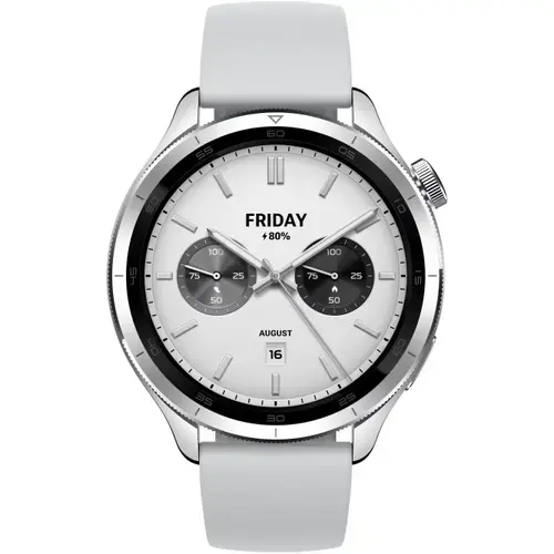 Smartwatch Xiaomi Watch S4, Ecran AMOLED 1.43inch, 150 Moduri sportive, Autonomie 15 zile, Bluetooth, HyperOS 2, 5 ATM (Argintiu)