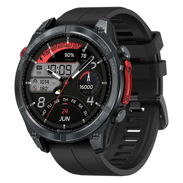 Smartwatch Zeblaze Stratos 4 Negru, 1.43 AMOLED, GPS (6 Sisteme Satellite), HR, SpO2, Apeluri Bluetooth, Notificari, 500mAh, Aplicatie dedicata: GloryFitPro, BLE 5.3, 170+ Moduri Sport