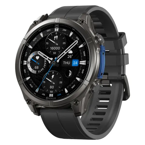 Smartwatch Zeblaze Vibe 8, Negru, 1.43 Ultra HD AMOLED, Sticla de safir, Senzor HR Fusion, SpO2, Apeluri Bluetooth, Notificari, 500mAh, FitCloudPro, BLE 5.3, Peste 100 moduri sportive