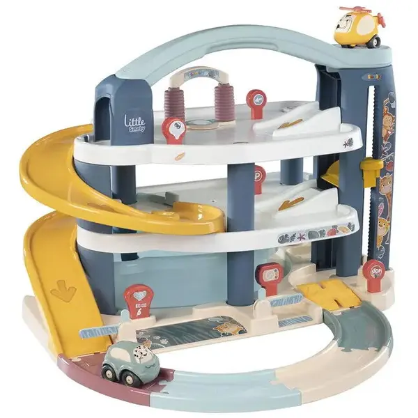 Smoby Garaj de jucarie Smoby Little Smoby Maxi garage, 3 etaje, cu lift si heliport