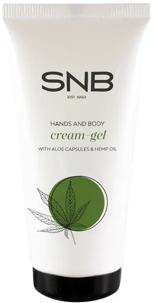 SNB Professional Cremă-gel pentru mâini și corp cu sfere de aloe vera și ulei de cânepă, 50 ml