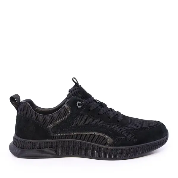 Sneakers bărbați Benvenuti negri din piele și textil 1921BP0370VN